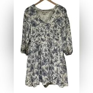 Lucky Brand Paisley Print Smocked Long Sleeve Dress
